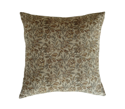 Tina | Floral Leaf Block-Printed Linen Pillow Cover