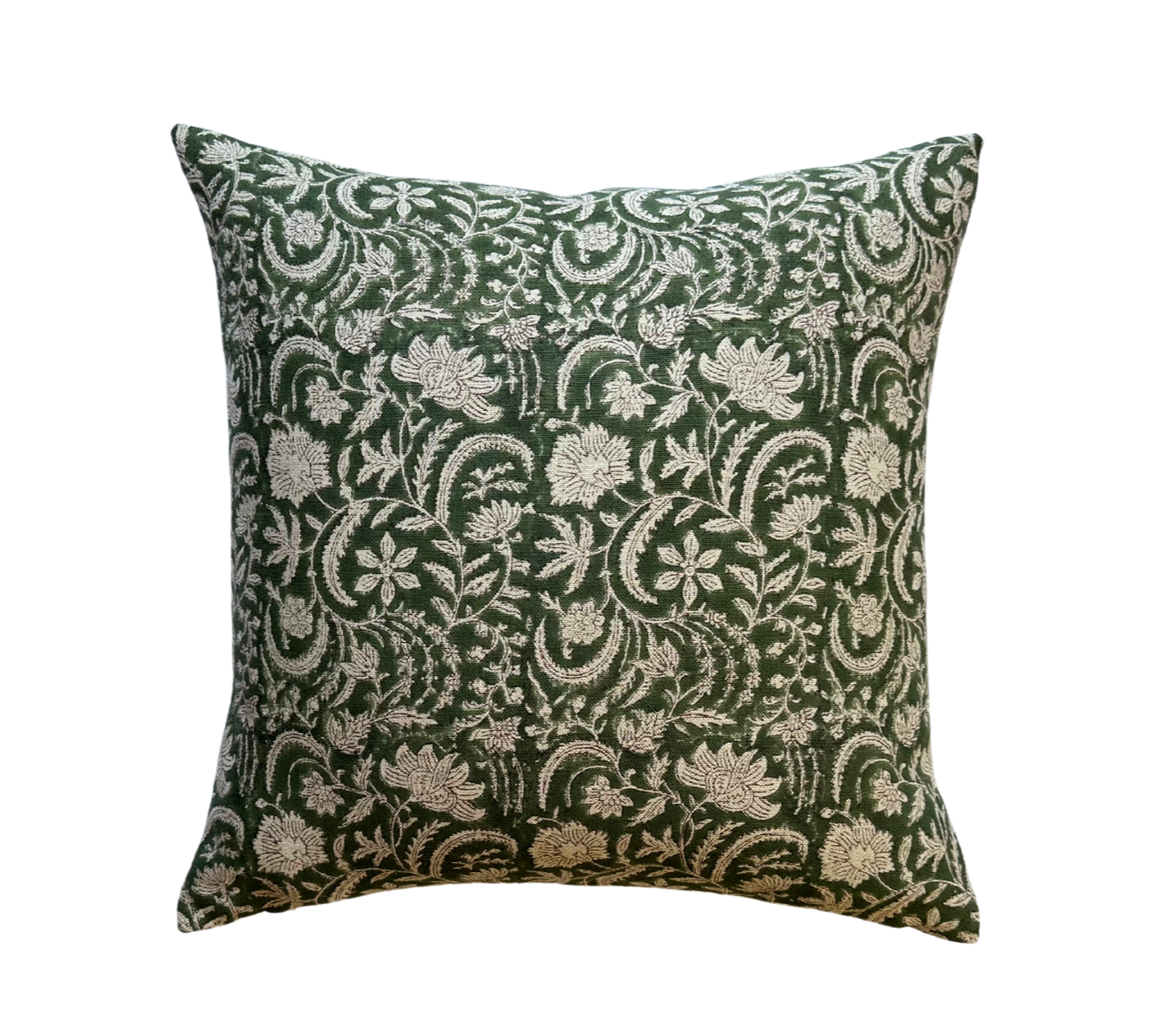 Cecilia | Floral Block-Printed Linen Pillow Cover