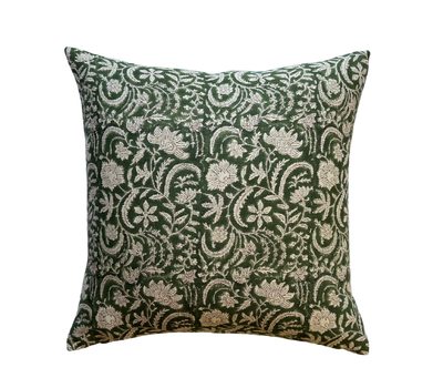 Cecilia | Floral Block-Printed Linen Pillow Cover