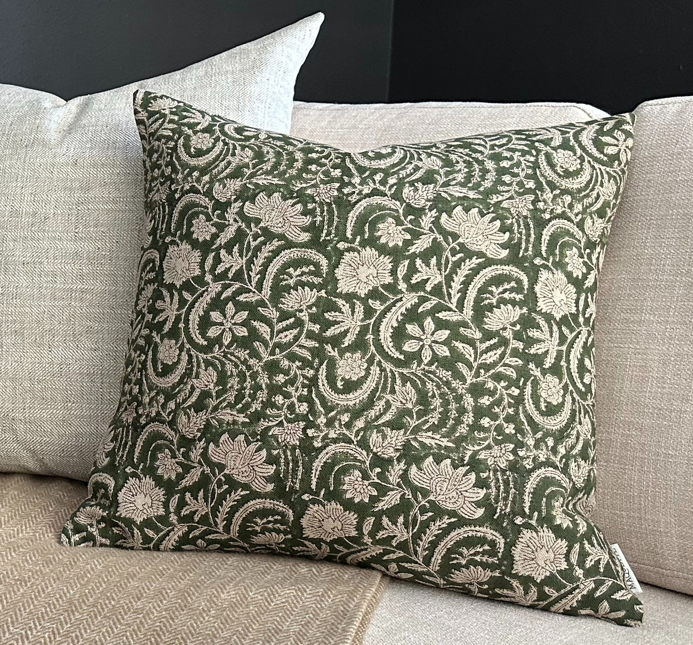 Cecilia | Floral Block-Printed Linen Pillow Cover