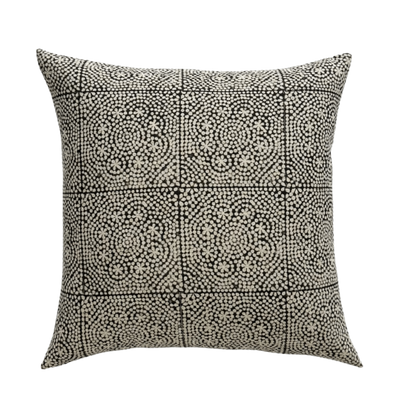 Sydney | Black Block-Printed Linen Pillow Cover