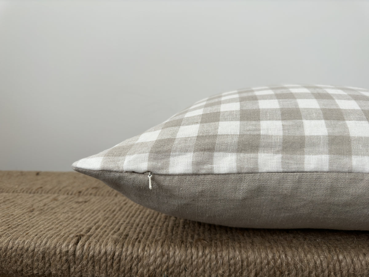 Concordia | Check Washed Linen Pillow Cover