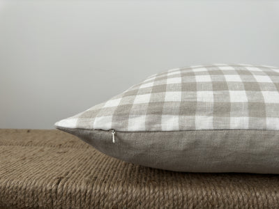 Concordia | Check Washed Linen Pillow Cover