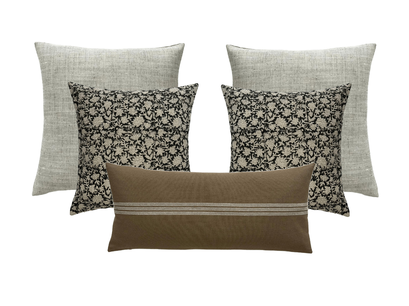 Jay | Silver Woven Herringbone Texture Cotton Pillow Cover