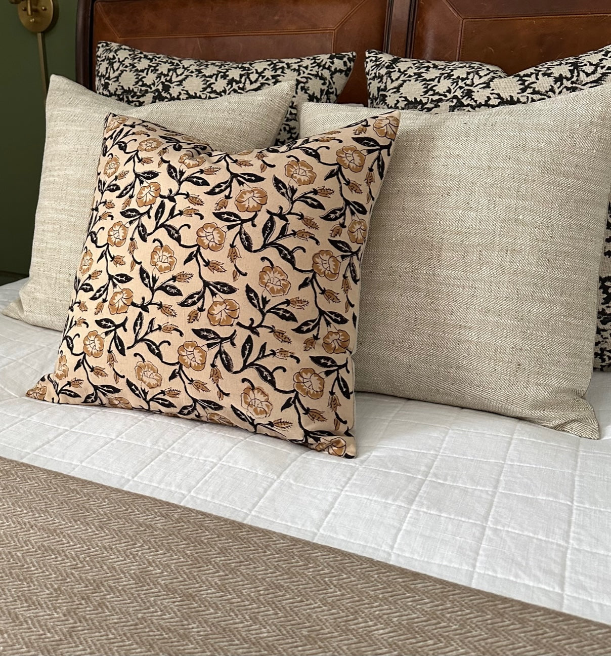 Loren | Sand Woven Herringbone Texture Cotton Pillow Cover