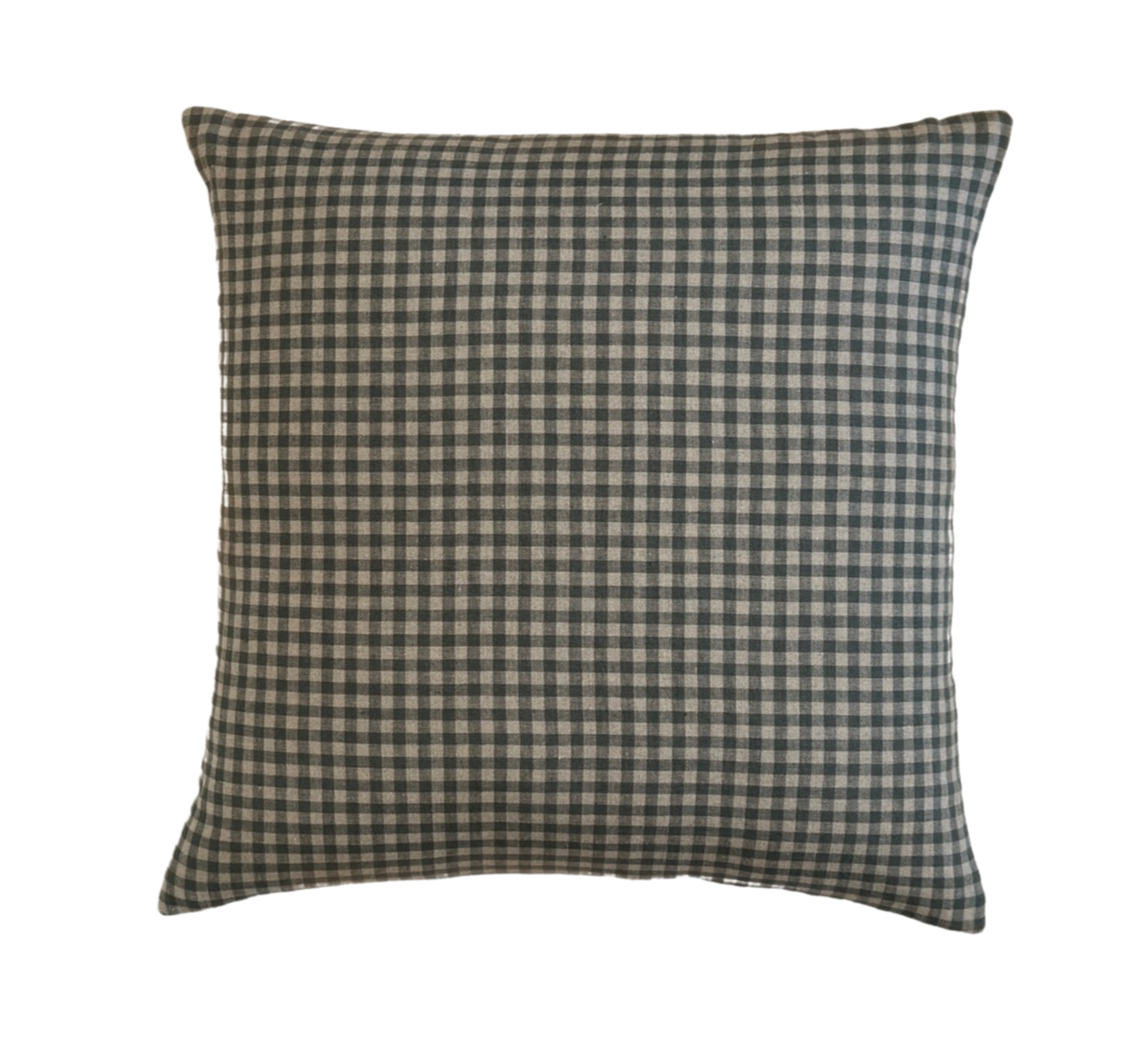 Timothy | Green Check Washed Linen Pillow Cover