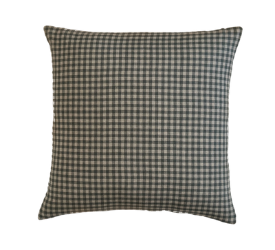 Timothy | Green Check Washed Linen Pillow Cover