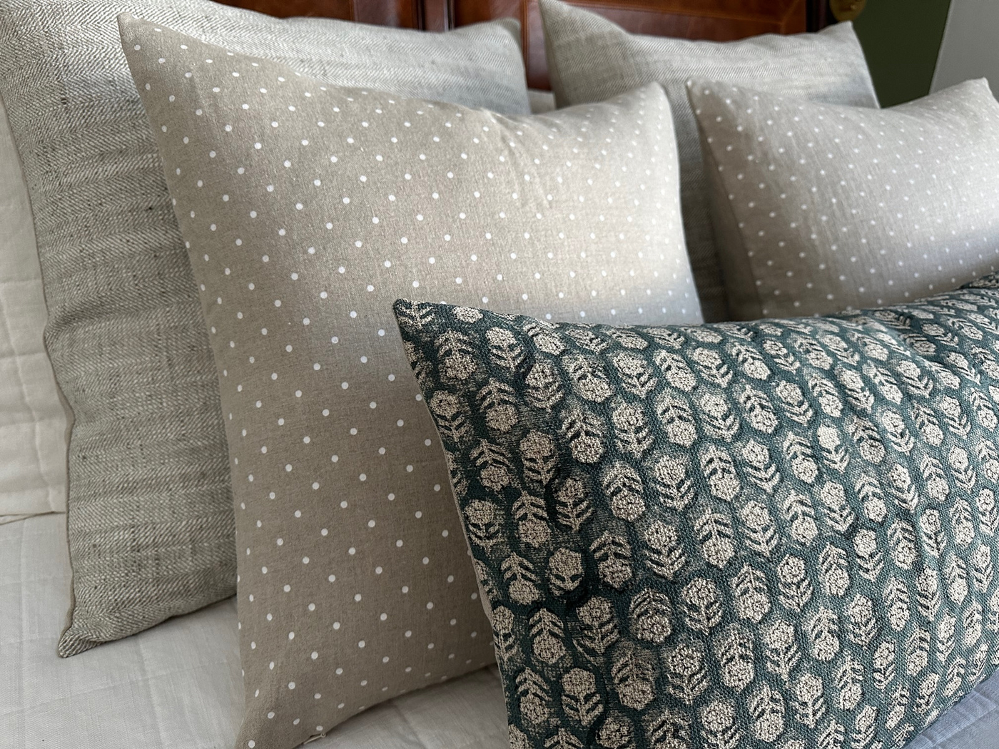 Dottie | Polka Dot Washed Linen Pillow Cover