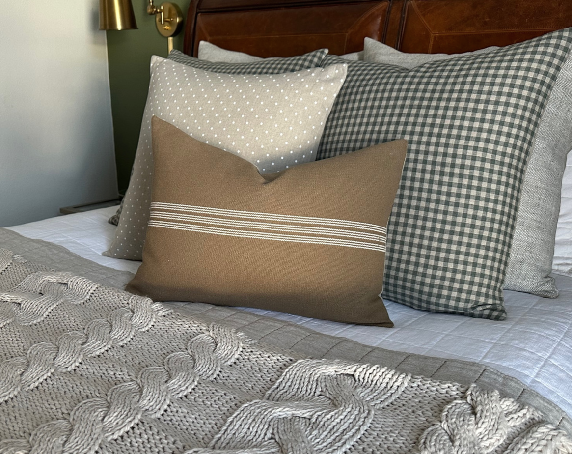 Timothy | Green Check Washed Linen Pillow Cover