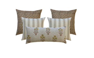 Estelle | Floral Wildflower Block-Printed Linen Pillow Cover